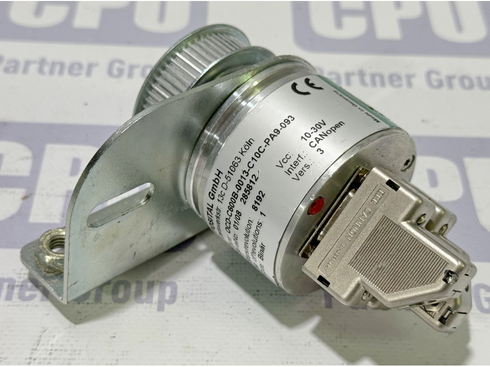 POSITAL FRABA OCD-C600B-0013-C10C-PA9-093 Absolute Encoder (13-bit, CANopen) with Bracket & Pulley OCD-C600B-0013-C10C-PA9-093 | POSITAL - Image 1