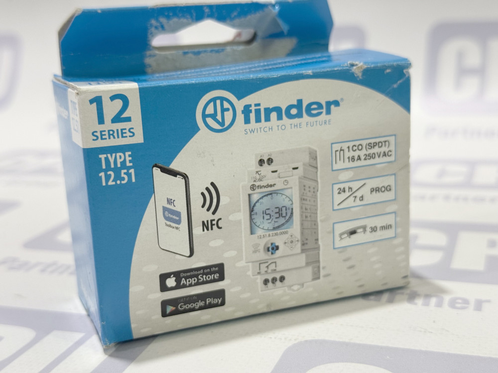 Finder 12.51.8.230.0000 Digital Weekly Time Switch with NFC 12.51.8.230.0000 | FINDER - Image 1