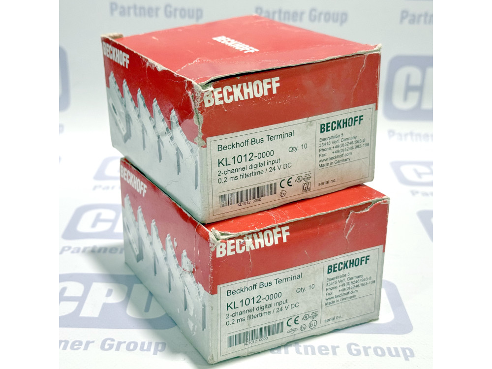 Lot of 10 Pcs. Beckhoff KL1012-0000 2-Channel Digital Input Bus Terminal 24V DC (Original Pack) KL1012 | Beckhoff - Image 1